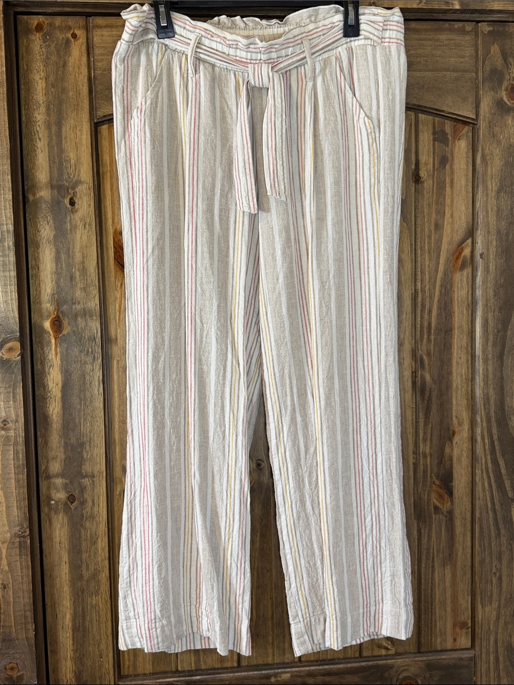 Jolt Cream Striped Drawstring Waist Pants